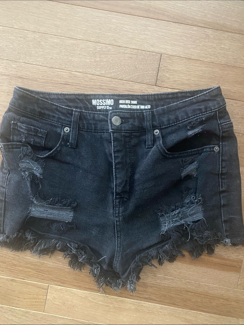 Mossimo Supply Co. Black Distressed High-Rise Jean Shorts